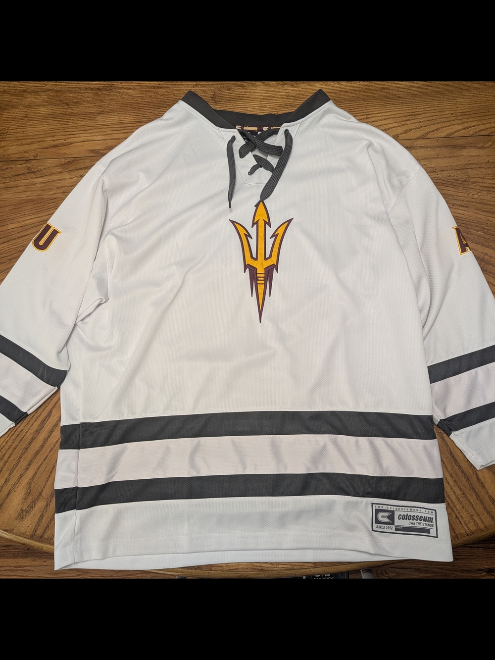 Colosseum White Arizona State Sun Devils Trident Hockey Jersey with Gold Accent